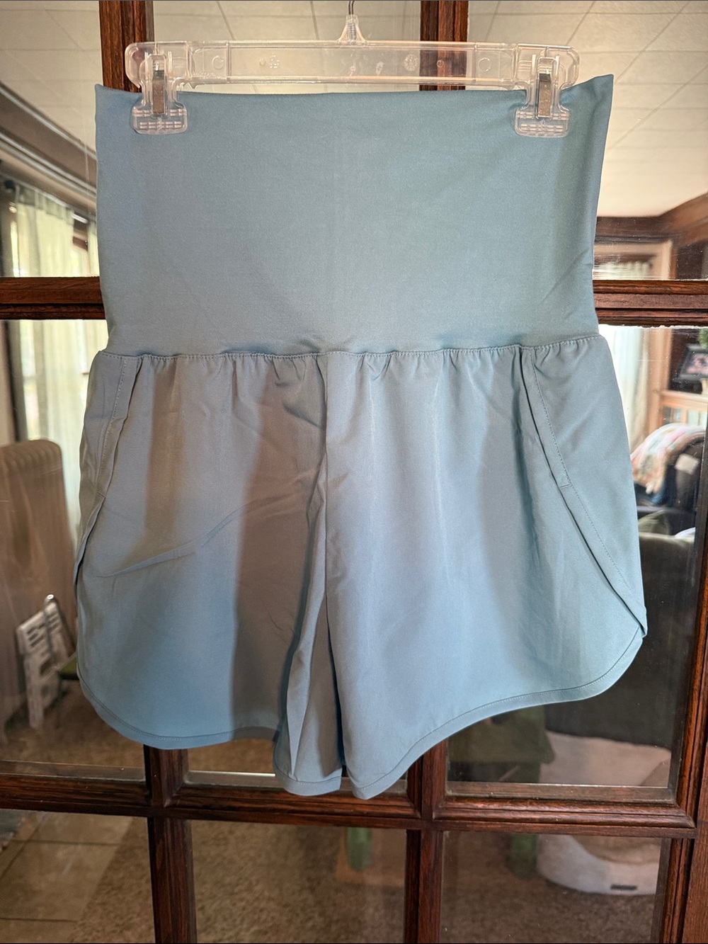 Zenana High Waisted Athletic Shorts Sage‎ Green Tummy Control High Rise LargeNEW